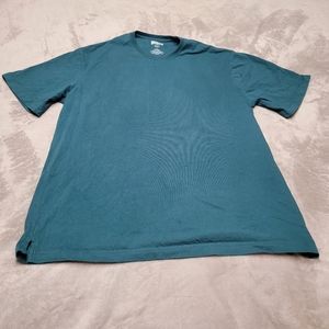 Duluth Trading Men L Relaxed Fit Longtail Short-Sleeve Cotton T-Shirt Teal Green